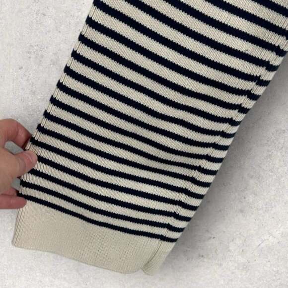 Sezane Daisy Jumper Sweater Natural Navy Blue Striped Size Large Gold Buttons - Picture 7 of 14